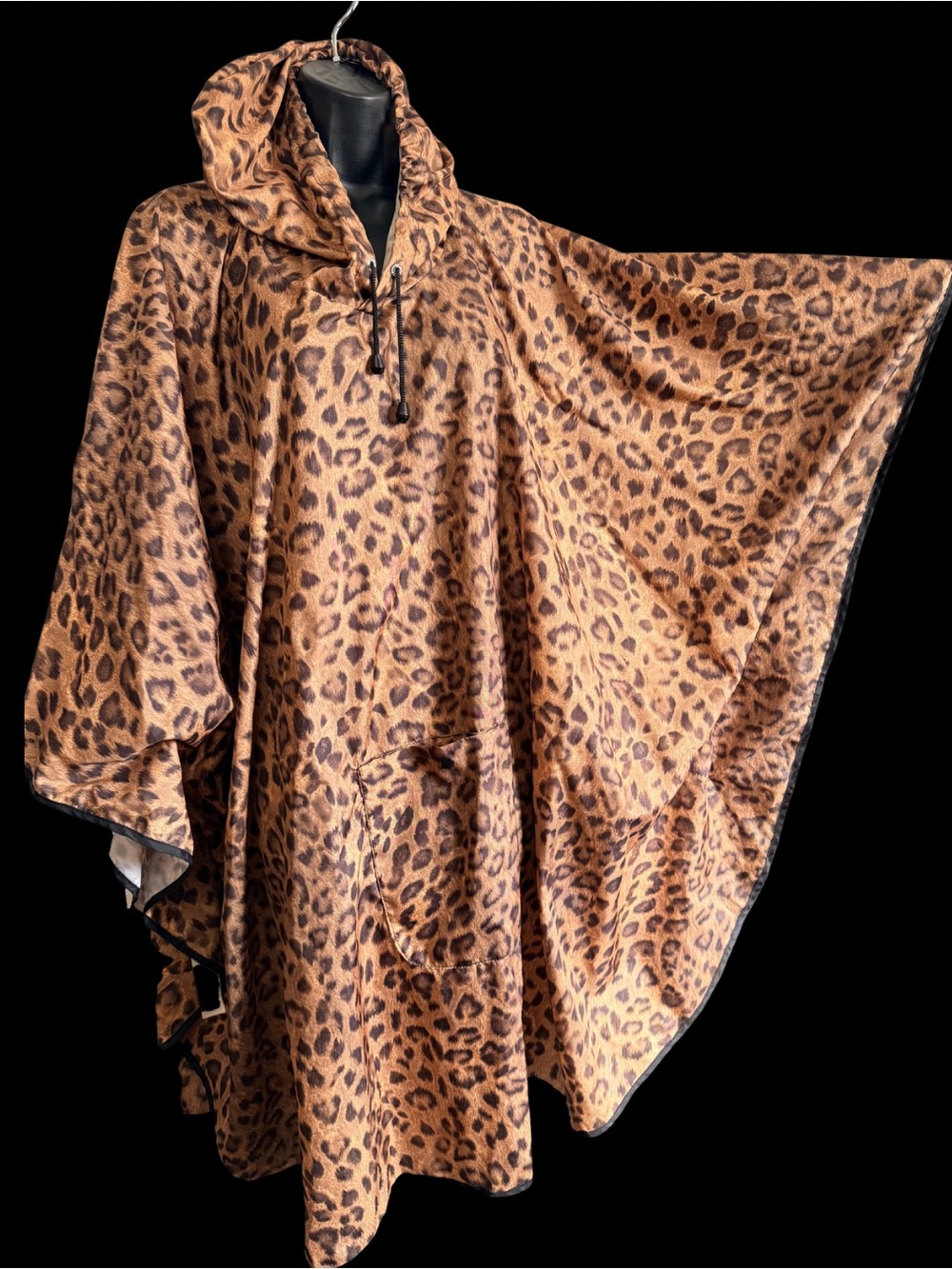 Chico’s Leopard Print Hooded Poncho Coat - Brown